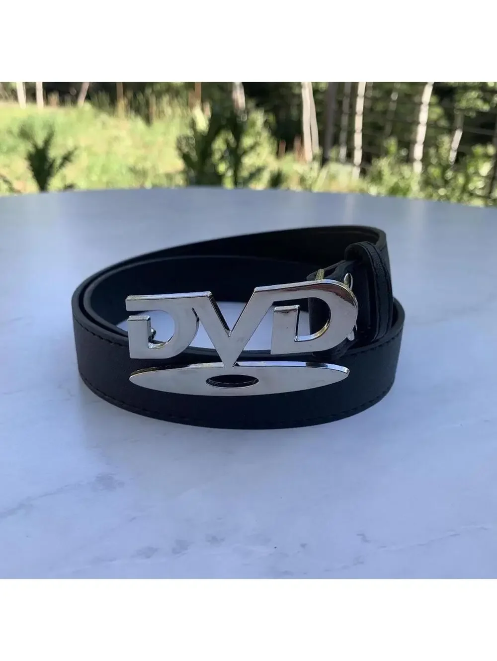 DVD Belt Buckle black leather belt. Very cool unique belt. Y2k style. 39 inches